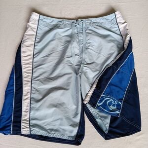 Quiksilver Sz 38 Blue Swim Shorts Lightweight With Drawstrings